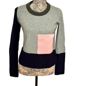 COS Women Multi Colorblock Urban Wool Blend Sweater Pocket Long Sleeves NWOT Sxs